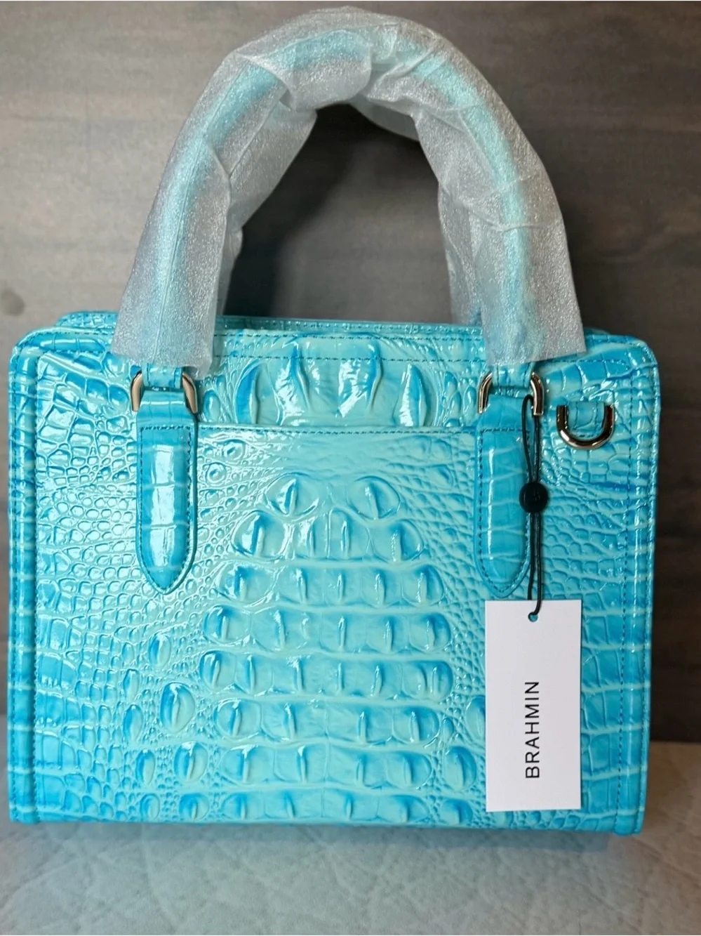 BRAHMIN TROPIC BLUE CAMI SATCHEL NWT Turquoise Tropical